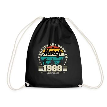 Mars 1988. Cadeau d'anniversaire mars 1988. - Sac de sport léger - noir - Devant