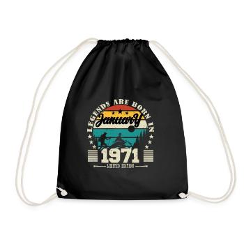 January 1971. Birthday gift January 1971. - Drawstring Bag - black - Front