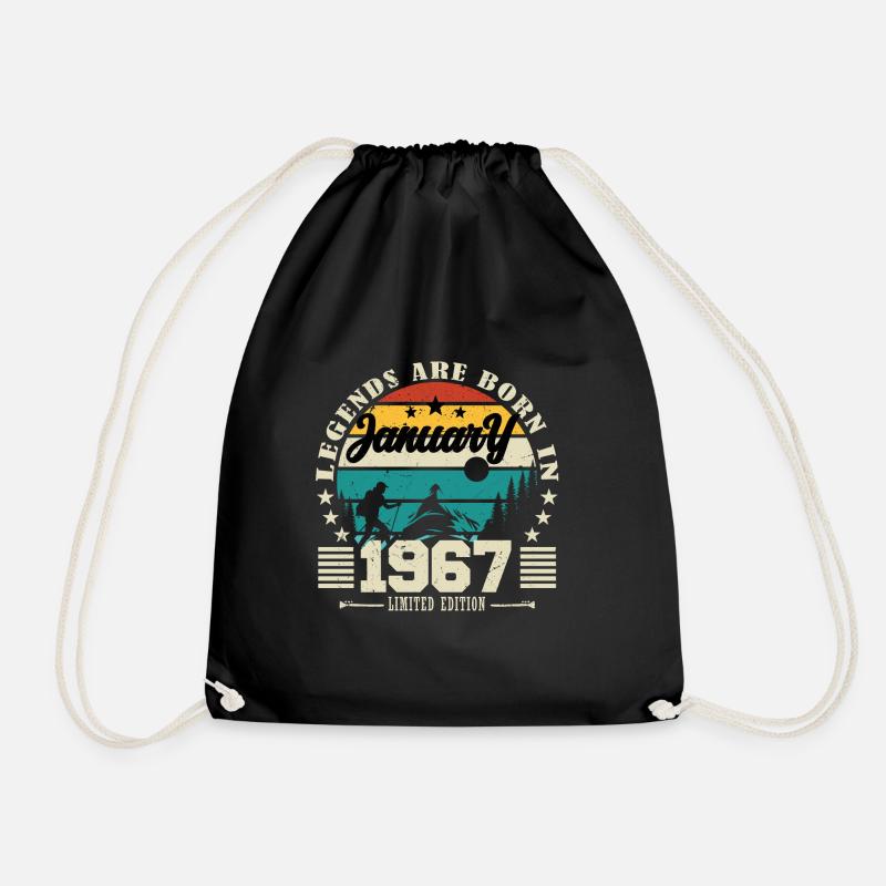 January 1967. Birthday gift January 1967. - Drawstring Bag - black