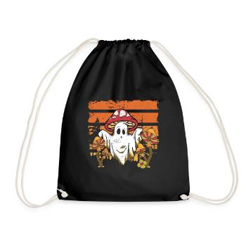 Spooky Season Forest Boo Ghost Mushroom - Drawstring Bag - black - Front