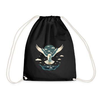 The Seagull Flies Over The Sea, Bird Free, Bird - Drawstring Bag - black - Front