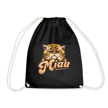 Miau Katze Cat Haustier - Turnbeutel - Schwarz - Vorne