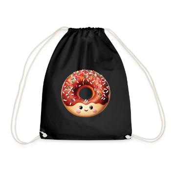 Glücklich Donut - Turnbeutel - Schwarz - Vorne