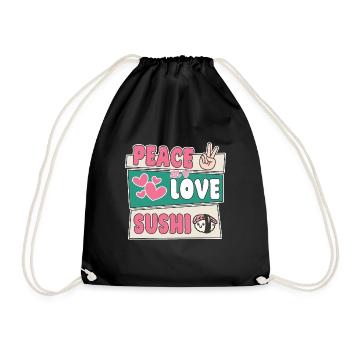 Sushi Lover Peace Love Sushi - Drawstring Bag - black - Front