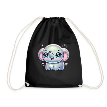 Super Cute Kawaii Baby Elefant - Turnbeutel - Schwarz - Vorne