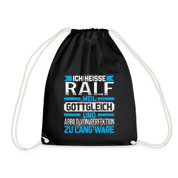 RALF - Gottgleich Geschenk - Turnbeutel - Schwarz - Vorne