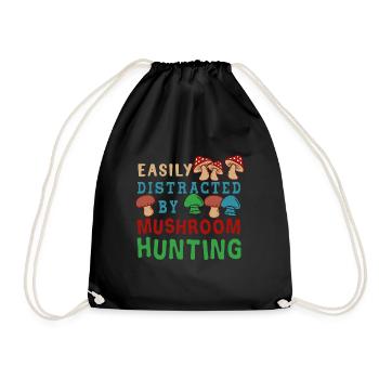 Distracted by Mushrooms Shiitake Mushroom Growing - Drawstring Bag - black - Front