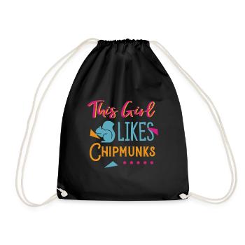 Fille aime les tamias animaux sauvages de la forêt - Sac de sport léger - noir - Devant