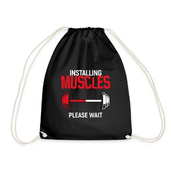 Installiert Muskeln - Workout - Turnbeutel - Schwarz - Vorne