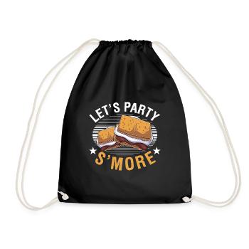 Marshmallow Camping Camper Funny Let's Party Smore - Drawstring Bag - black - Front