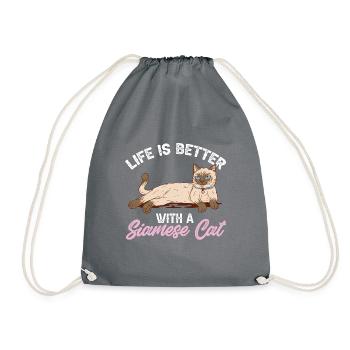 Siamese cat - Drawstring Bag - grey - Front