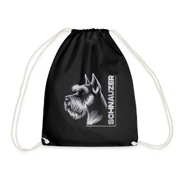 Schnauzer Portrait dessin tête argent - Sac de sport léger - noir - Devant