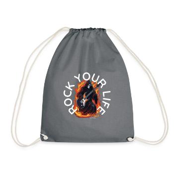 Rock Your Life | Concert, Festival, Guitar - Drawstring Bag - grey - Front