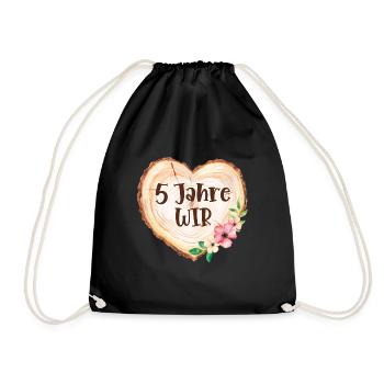 5 Jahre Verheiratet Ehe 5ter Hochzeitstag 5. Glück - Turnbeutel - Schwarz - Vorne