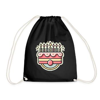 Happy 30th Birthday Cake Design - Drawstring Bag - black - Front