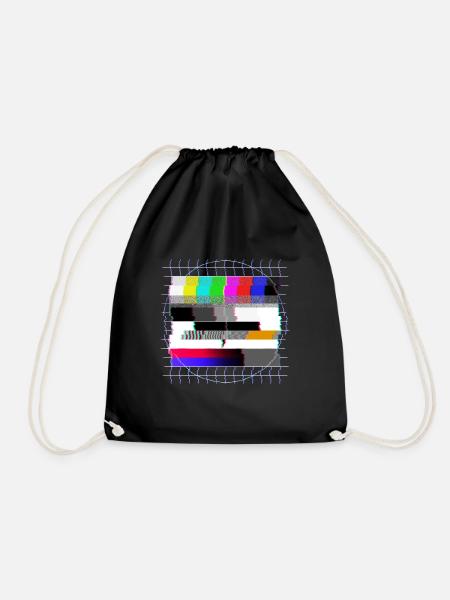 Röhrenfernseher Testbild - verzerrt - 80er - Turnbeutel - Schwarz