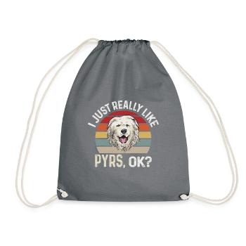 Large Pyrenean Dog Retro Vintage - Drawstring Bag - grey - Front