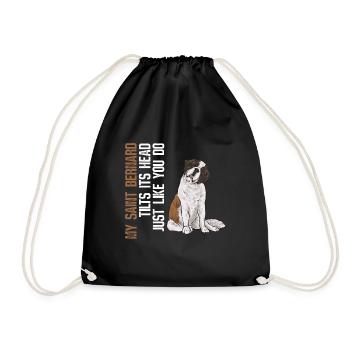 St. Bernard St. Bernard Dog Dog - Drawstring Bag - black - Front