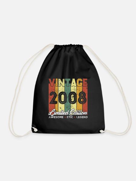 Vintage 2008 Limited Edition Geburtstagsgeschenk - Turnbeutel - Schwarz