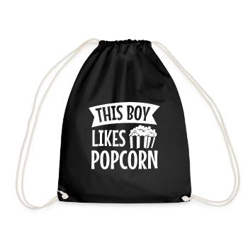 Popcorn und Filme Lustiges Zitat Junge mag Popcorn - Turnbeutel - Schwarz - Vorne