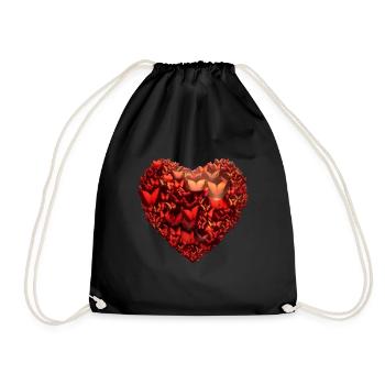 Herz voller Schmetterlinge Geschenk - Turnbeutel - Schwarz - Vorne