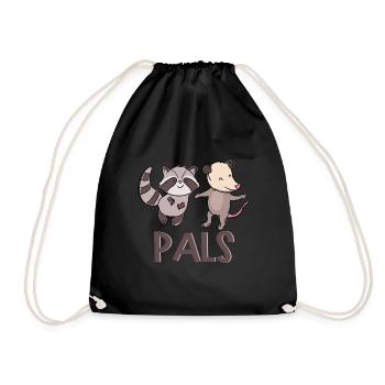 Raccoon Dancing With Opossum Cute Rodent Wild - Drawstring Bag - black - Front