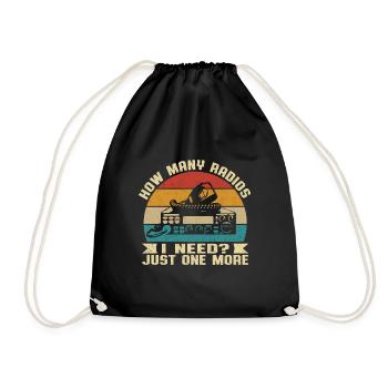 Retro Frequency Antenna How Many Ham Radios I Need - Drawstring Bag - black - Front