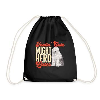 Old English Sheepdog Sheepie Bobtail - Drawstring Bag - black - Front