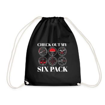 Funny Pilot Six Pack Aviation Flight Simulation - Turnbeutel - Schwarz - Vorne