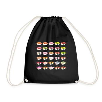 Viele Sushi Zubereitungen - Arten von Sushi - Turnbeutel - Schwarz - Vorne