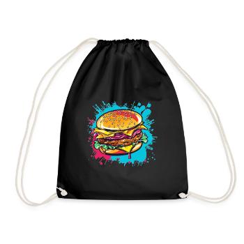 Colorful Cheeseburger Pop Art - Drawstring Bag - black - Front
