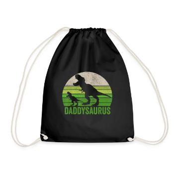 Funny Daddy Dinosaur T Shirt Daddysaurus Fathers - Drawstring Bag - black - Front