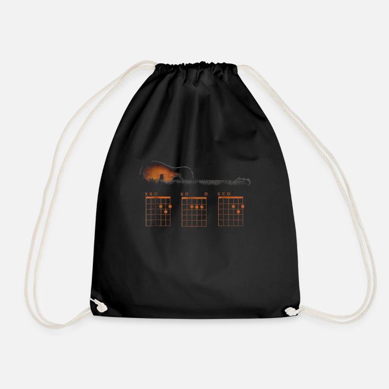 Funny Guitar Dad Chord Shirt Father s Day Gift - Drawstring Bag - black