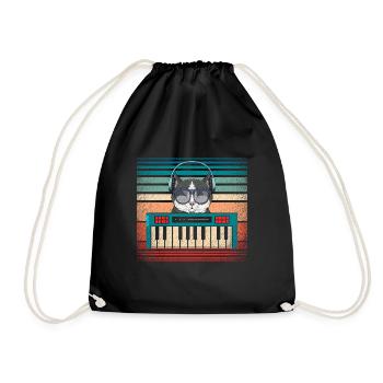 Synthétiseur keyboard producteur de musique chat - Sac de sport léger - noir - Devant