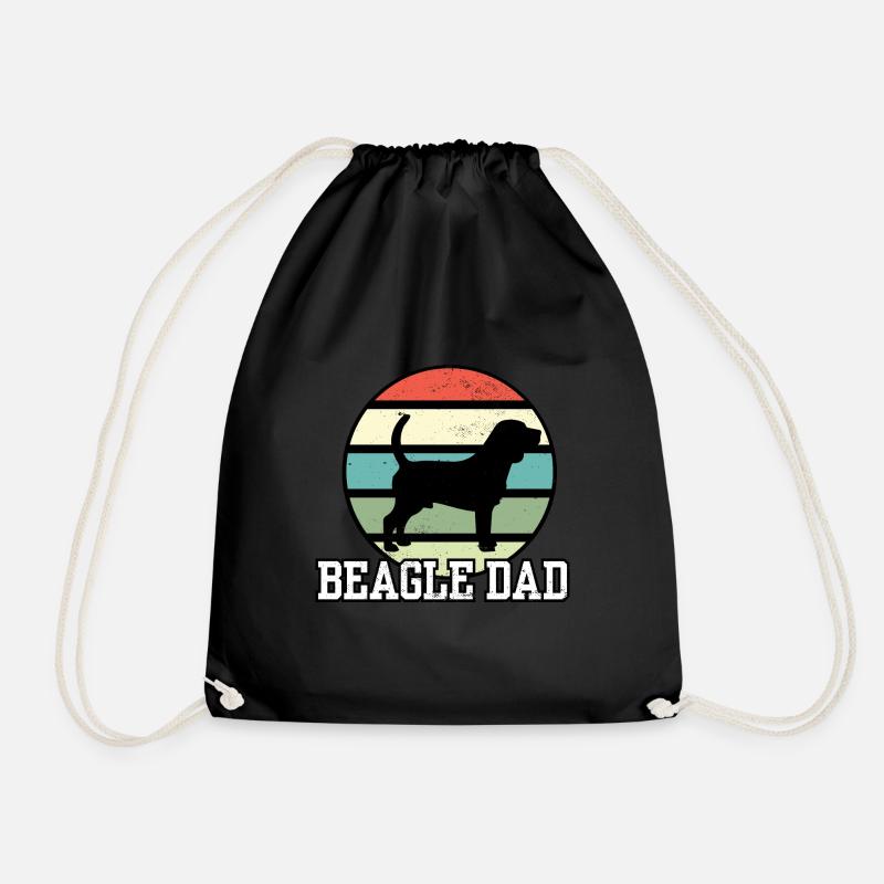 Beagle Dad I Retro Beagle Dad - Drawstring Bag - black