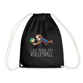 Volleyball-Faultier - Ich will nur Volleyball - Turnbeutel - Schwarz - Vorne