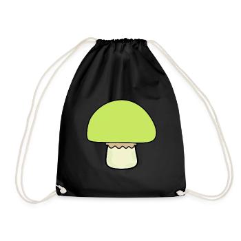 Mushroom green, green mushrooms - Drawstring Bag - black - Front