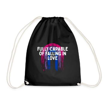 Capable of Falling in Love Bisexual LGBTQ Bi - Drawstring Bag - black - Front