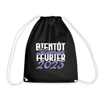 Annonce grossesse. bientôt Maman Février 2023.mama - Sac de sport léger - noir - Devant
