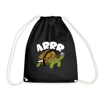 Arrr Pirate Tortue Tortue Reptile Enfants - Sac de sport léger - noir - Devant