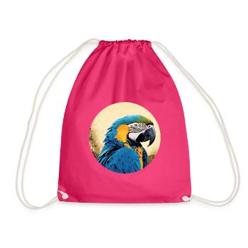 Blue and gold macaw - Drawstring Bag - fuchsia - Front