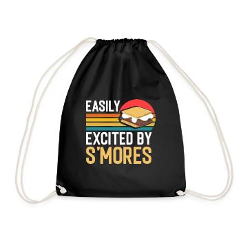 Funny Easily Excited By Smores Retro Marshmallow V - Turnbeutel - Schwarz - Vorne