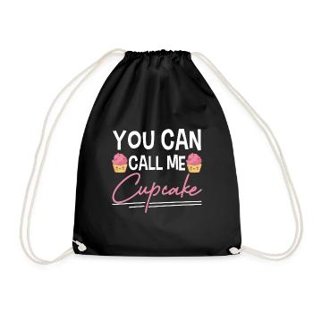 Cute You Can Call Me Cupcake Pastry Pink Frosting - Drawstring Bag - black - Front