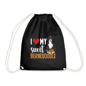 Bernedoodle Dog - Drawstring Bag - black - Front