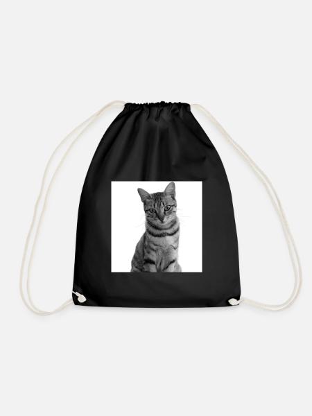 weiße Katze Katze weiß Katzen Geschenk - Turnbeutel - Schwarz