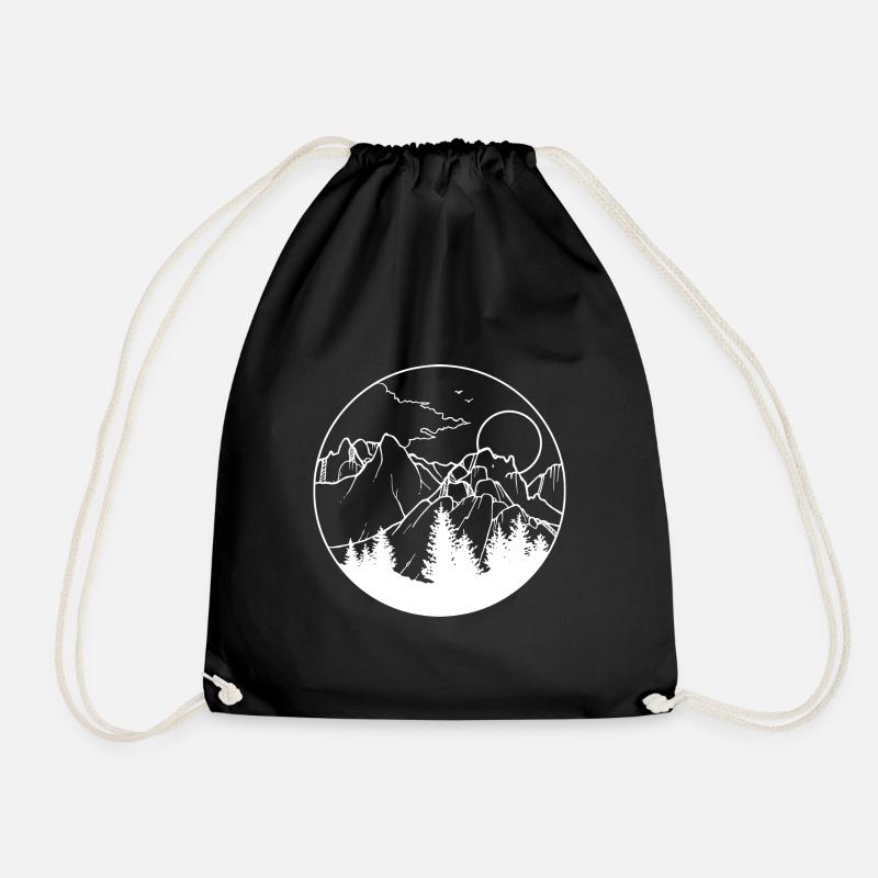 Wanderlust White - Drawstring Bag - black