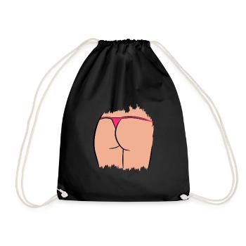 Frauenarsch mit Tanga lustig - Turnbeutel - Schwarz - Vorne