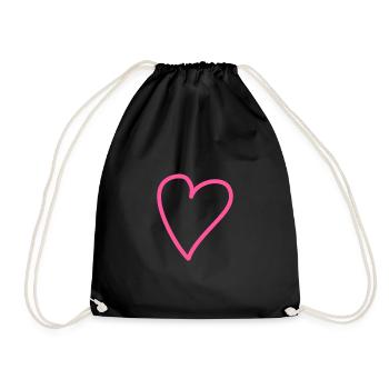 Herz Rosa - Turnbeutel - Schwarz - Vorne