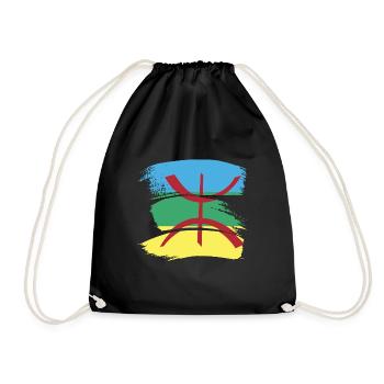 Amazigh Imazighen Flag North Africa Gift - Drawstring Bag - black - Front