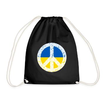 Peace in Ukraine Flagge Wappen Ukraine - Turnbeutel - Schwarz - Vorne